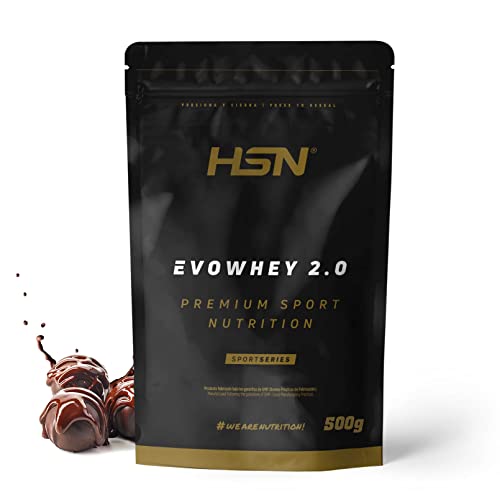 Concentrado de Proteína de Suero de HSN Evowhey Protein 2.0 | Sabor Doble Chocolate 500 g = 17 Tomas por Envase | Whey Protein Concentrate | No-GMO, Vegetariano, Sin Gluten ni Soja