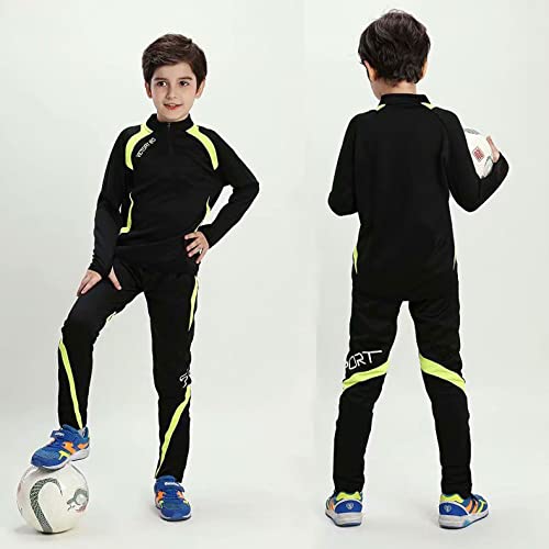 Coralup Kit de fútbol para niños y niñas, conjunto de ropa deportiva XS/8-9 años, Verde Negro
