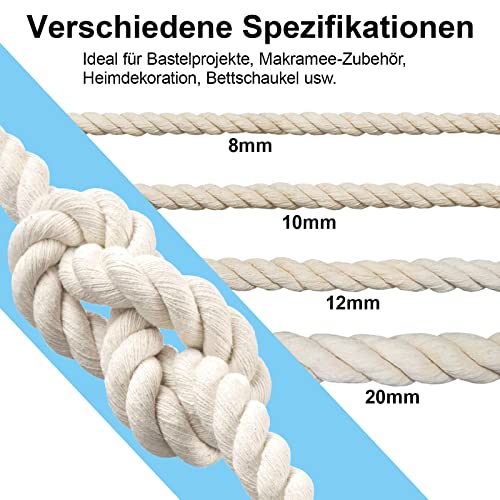 Cordón de algodón, cuerda de hilo de macramé, muchos tamaños, cuerda de algodón para manualidades, regalos (30 mm (5 m)
