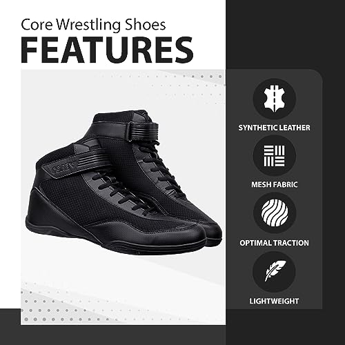 CORE Wrestling Boots for Men, Women and Children, Non-Slip Wrestling Shoes, for Combat Sports, Wrestling Shoes, Crossfit and Weightlifting