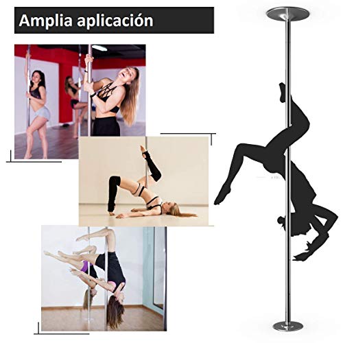 COSTWAY Pole Dance Barra de Baile Giratoria y Estática de 45 mm de Acero Inoxidable Profesional Altura Ajustable 2,23-2,74m, Danza Ejercicio hasta 200 kg (estilo 1)