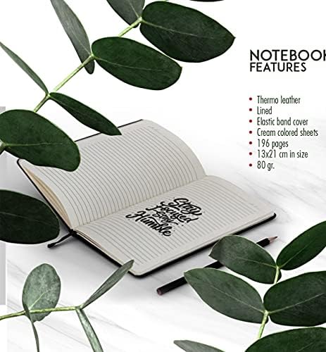 Cuaderno diario DIN A5 personalizable, a rayas, tapa dura de piel, 196 páginas, goma elástica, 13 x 21 cm