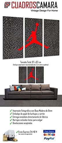 Cuadro Moderno Fotografico Michael Jordan, Jumpman logotipo, Salto histórico, Baloncesto, 97 x 62 cm, ref. 27370