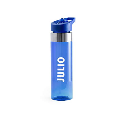 Curia Grabador Botella de Agua PERSONALIZADA con tu nombre. BPA Tritan Plástico Reutilizables Ecológica con Filtro, Water Bottle para Niños & Adultos, Gimnasio, Yoga, Oficina (AZUL)