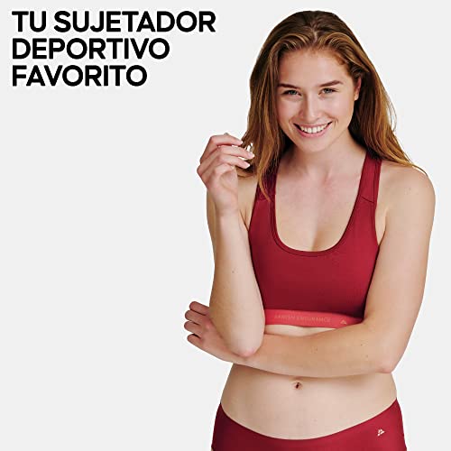 DANISH ENDURANCE Sujetador Deportivo Mujer, sin Aros, Top Bralette de Microfibra, Espalda Cruzada, Rubí, M