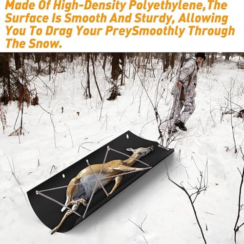 DAZZLEEX Trineo de arrastre de ciervo multiusos de metal, accesorio de equipo de caza, trineo de arrastre de ciervo para leña de juego y equipo al aire libre (1 unidad)
