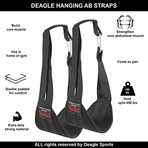 Deagle Sports Correas de abdominales para barra de dominadas para hombres y mujeres, correas colgantes para abdominales y levantamientos, equipo de entrenamiento abdominal y banda de asistencia para
