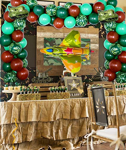 Decoraciones de fiesta de camuflaje Globos del ejército Guirnalda para fiesta militar Aire libre Tema Fiesta de cumpleaños Suministros 75 Pack