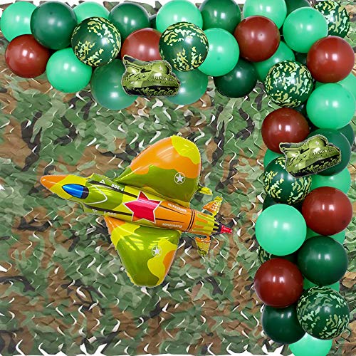 Decoraciones de fiesta de camuflaje Globos del ejército Guirnalda para fiesta militar Aire libre Tema Fiesta de cumpleaños Suministros 75 Pack