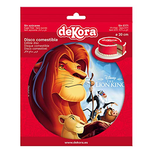 Dekora - Disco Comestible del Rey León para Decoración de Tartas de Cumpleaños - 20 cm