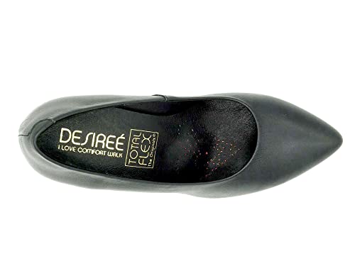 Desireé - Zapatos de salón de Cuero Real para Mujer, Negro 1251 - Tacón de Aguja 9 cm, Forro de Cuero y características de Confort TotalFlex - Hecho en España - Talla eu-37