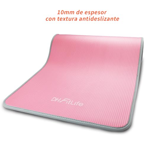 DH FitLife Esterilla de entrenamiento, esterilla deportiva, 183 x 61 x 1 cm, esterilla de gimnasia extra resistente, esterilla de yoga antideslizante y gruesa, alfombrilla de entrenamiento (rosa)