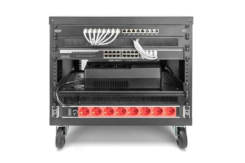 DIGITUS DN-48001 - Rack de Audio - 19 Pulgadas - 16U - Rack de Equipo Universal - para Accesorios de Audio y vídeo - Sin Montar - Carga máxima 136 kg - con Ruedas - Negro