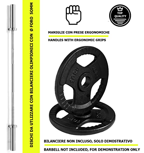 Discos de hierro fundido olímpicos agujero Ø50 mm para gimnasio y gimnasio en casa de 1,25 a 25 kg para mancuernas y balanceros (1 x 1,25 kg)
