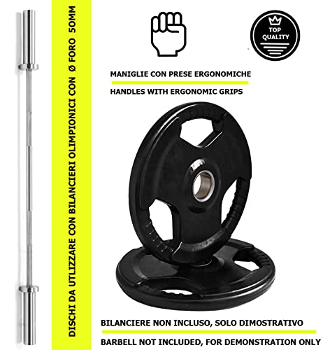 Discos de hierro fundido olímpicos con agujero Ø50 mm para gimnasio y gimnasio en casa de 1,25 a 25 kg para mancuernas y pesas (2 x 20 kg)