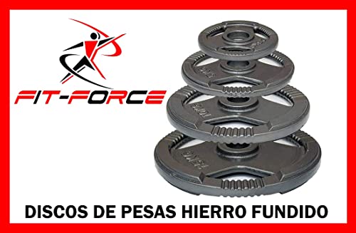 Discos de pesas hierro fundido orificio de 30mm 2 unidades de 5 kgs marca Fit-Force