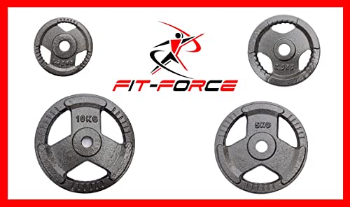 Discos de pesas hierro fundido orificio de 30mm 2 unidades de 5 kgs marca Fit-Force