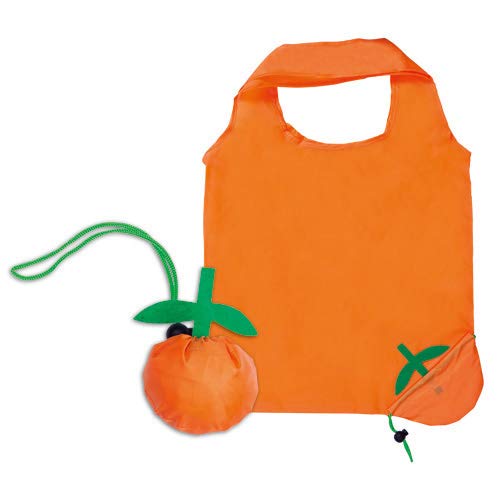 DISOK Lote de 20 Bolsas de la Compra Plegables Fruits - Bolsas Reutilizables de Tela con forma de Originales Frutas - 100% Ecológico. Bolsas de la compra baratas (Naranja)
