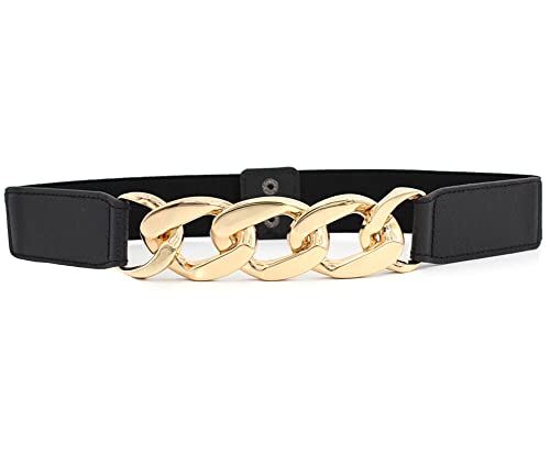 Diyafas Mujeres Cinturón Elástico con Cadena de Metal para Vestido Abrigo Señoras Cinturones Elásticos