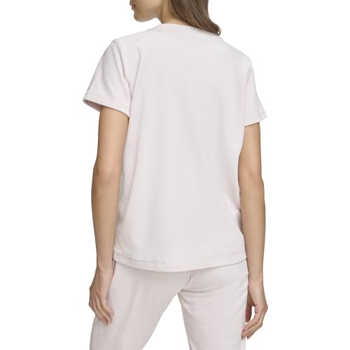 DKNY SPORT Camiseta Platinum Velour Crew, Blanco, S para Mujer
