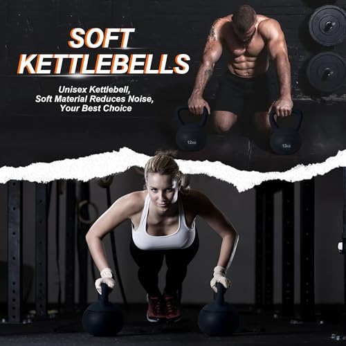 DlandHome Soft Kettlebell 12kg Peso Kettlebell Workout para Mujeres Hombres para Entrenamientos, Fitness de Culturismo en Casa o Gimnasio Negro