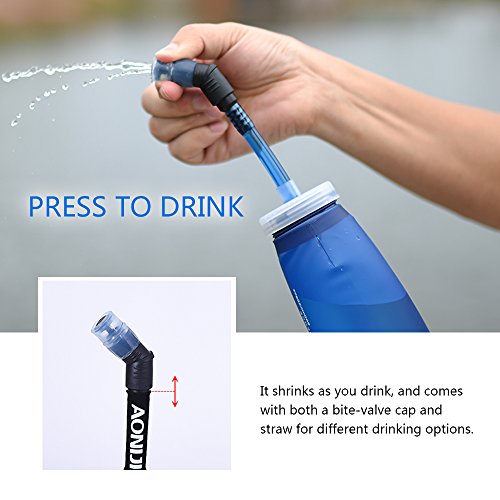 Docooler plegable botella de agua libre de BPA suave Running Soft Flask Botella de hidratación con paja 600ML 2PC