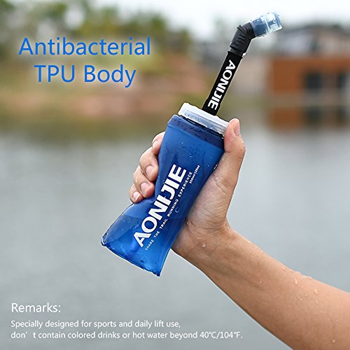 Docooler plegable botella de agua libre de BPA suave Running Soft Flask Botella de hidratación con paja 600ML 2PC