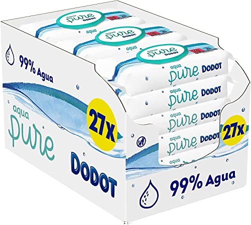 Dodot Toallitas Aqua Pure para Bebé, 99% Agua, 1.296 Toallitas Bebé, 27 Paquetes (27x48)