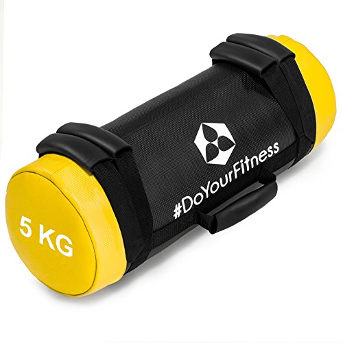 #DoYourFitness x World Fitness Power Bag Carolous 5 kg - Saco de Arena para Entrenamiento de Fuerza y Resistencia - Sandsack Cubierta de Nylon con Costuras Reforzadas - Amarillo