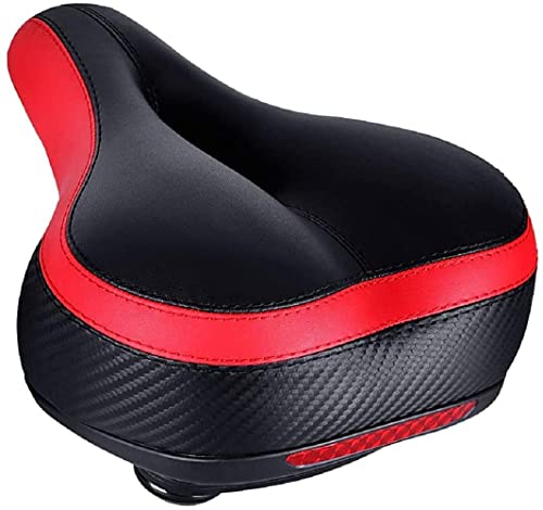 Dripex Sillín Bicicleta Cómodo Impermeable, Sillín de Bicicleta Gel (Negro+Rojo)
