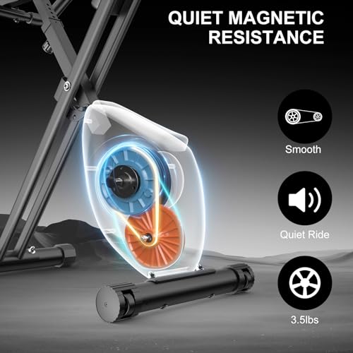 Dskeuzeew Bicicleta estática, vertical y plegable con resistencia magnética/monitor LCD/sensores de pulso, ejercicio de fitness para gimnasio en casa
