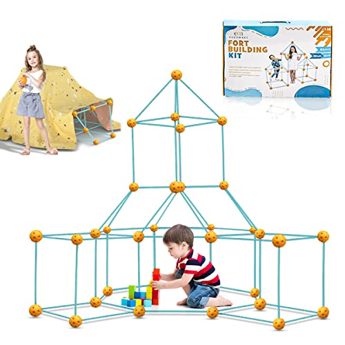 Eccomeri Kit de Construcción de Fuertes para Niños de 3 a 12 años - Fortkid - Construye tu Tienda de Campaña Infantil - Cabañas (90 Piezas)
