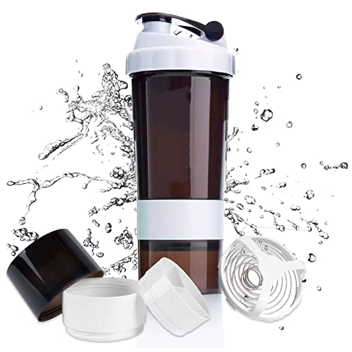 ECOPLACE Botella Mezcladora de Proteínas de 500 ml, botella batidos proteinas. shaker proteinas, batido proteinas, coctelera de proteínas, botella de agua deportiva, vaso para proteinas (BLANCO)