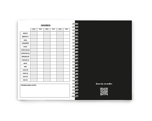 El registro de gimnasio (negro) – El diario perfecto para registrar todos tus entrenamientos, 104 páginas con suficiente espacio para 52 entrenamientos, un esencial para todos los regímenes de fitness
