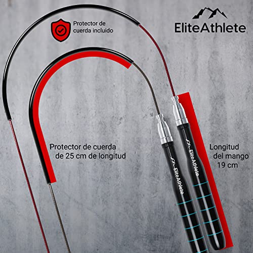 EliteAthlete Comba Crossfit - Cuerda Saltar Profesional Ajustables - Rodamiento de Bolas Profesional - Fitness Crossfit Boxeo - Jump Rope + Bolsa