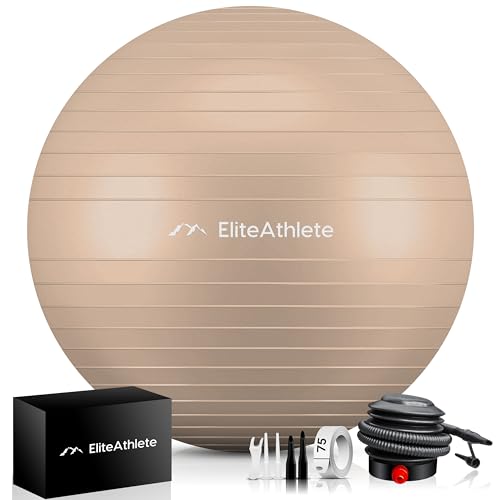 EliteAthlete Pelota de Pilates - Fitball 55 cm 65 cm 75 cm 85 cm - Pelota Embarazo - Bola Yoga Fitness - Balon de Gimnasia Ejercicios - Fit Ball Incl. Bomba de Aire