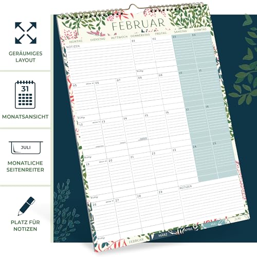 (en alemán) Planificador Mensual A3 Perfect Year de Boxclever Press. Estupendo Calendario Enero-Diciembre’24. Amplio Calendario 2024 con Pestañas Mensuales. Calendario Pared con Bolsillo y Pegatinas