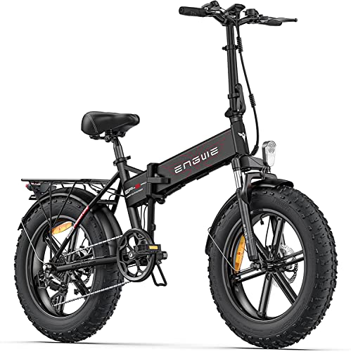 ENGWE EP-2 Pro Bicicleta Electrica Plegable Bici Electricas Adulto | 20"×4.0" Fat Tire | 48V 13Ah Batería Alcance de 120 km |7 Velocidades | Doble Suspensión | E Bike Todo Terreno (Negro)