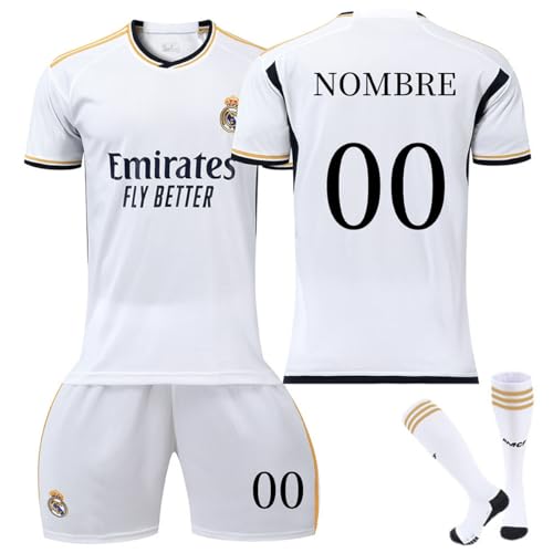 ENIXWH Camisetas Personalizadas de fútbol Infantil 23-24 Madrid Modric Kits Conjuntos de Camisetas Personalizadas para niños y Adultos Pantalones Largos