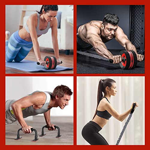 EnterSports Abdominal Roller Abdominal Muscle Trainer, 6-en-1 Abdominal Trainer with Fitness Band, Push-ups, Knee Mat, Abdominal Trainer for Home, Fitness Equipment, Abdominal Muscle Roller