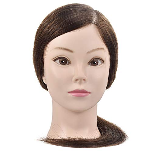 ErSiMan-AW Cabeza de maniquí profesional para mujer con pelo 100% humano de 45,72 cm, con abrazadera de mesa