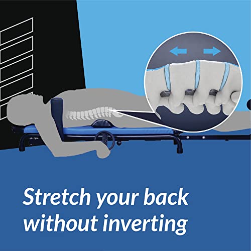 Exerpeutic Mesa de tracción de inversión alternativa, estirador de espalda para aliviar el dolor de espalda baja sin ir boca abajo, capacidad de peso de 300 libras, azul