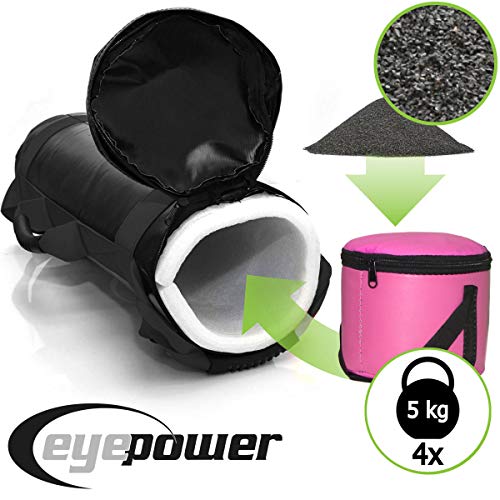 EYEPOWER 5-20kg Power Bag 20x60cm Saco de Arena para Entrenamiento con Pesa Negro