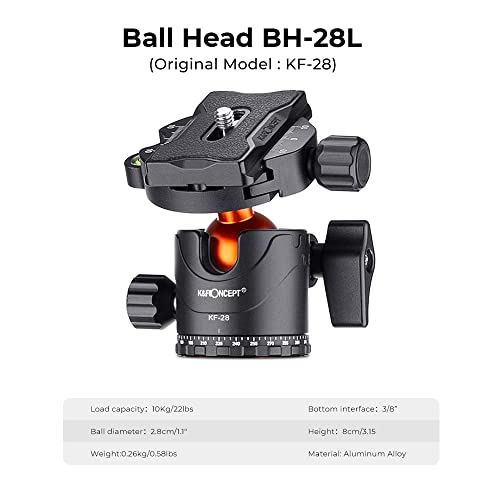 &F Concept SA255C1 - Trípode de cámara, 170cm Tripode Completo de Carbono para Camara Profesional 360°, Trípodes Camara Reflex con 1/4" Rótula de Bola