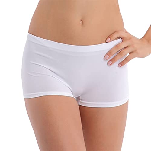FAIRY BOUTIQUE Pantalones cortos de gimnasio para mujer, cómodos, con cintura elástica, sexy, de neón, blanco, 36-38