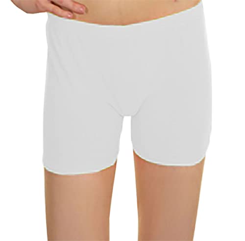 FAIRY BOUTIQUE Pantalones cortos de gimnasio para mujer, cómodos, con cintura elástica, sexy, de neón, blanco, 36-38