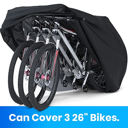 Favoto Funda para Bicicleta Exterior para 2-3 Bicicletas, 210D Oxford Cubierta Protector Impermeable contra Lluvia UV Polvo Nieve para Montaña Carretera con Cinturón, 200x105x110cm Negro