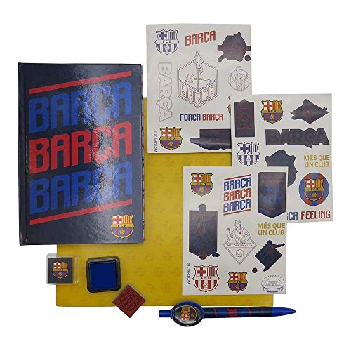 FC BARCELONA - Set de Papelería con Caja, Material Escolar, Accesorio Multicolor, Producto Oficial (CyP Brands)