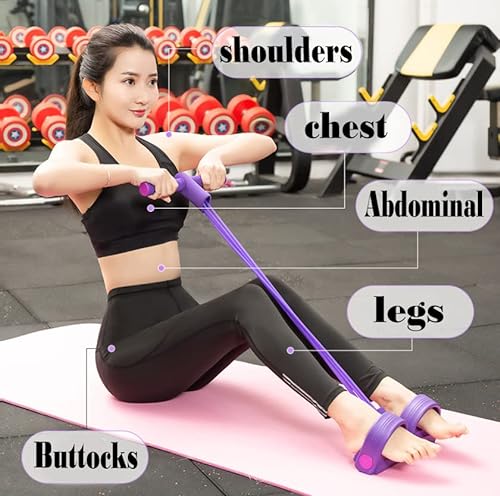Feezi - Cuerda elástica con pedal de pie, para abdominal, pierna, cintura para gimnasio, yoga, fitness