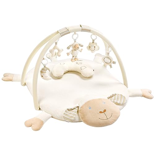 Fehn manta de actividades 3-D arco de juego ovejas - manta de gateo con 5 juguetes desmontables para agarrar - manta de juego para bebés y niños pequeños de 0+ meses - regalo de nacimiento
